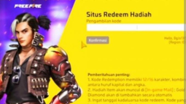 Ilustrasi klaim reward kode redeem FF. [Int]
